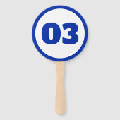 blauw aangepast nummer handwaaier (Achterkant)