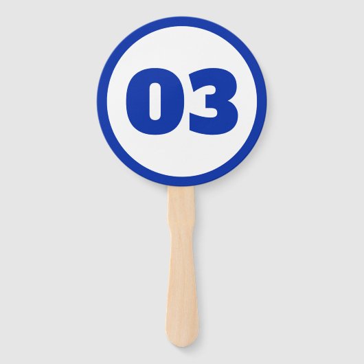 blauw aangepast nummer handwaaier (Voorkant)