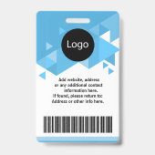 blauw aangepast personeelslid, gepersonaliseerde e badge (Achterkant)