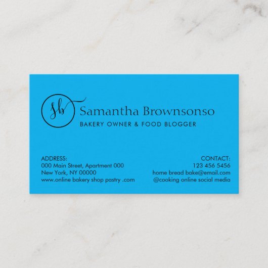 Blauw Aangepaste Foto Ei Brood Bakkerij Visitekaartje (Voorkant)