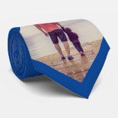 Blauw aangepaste foto vader stropdas (Opgerold)