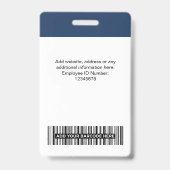 Blauw | Aangepaste foto van werknemer, inline logo Badge (Achterkant)