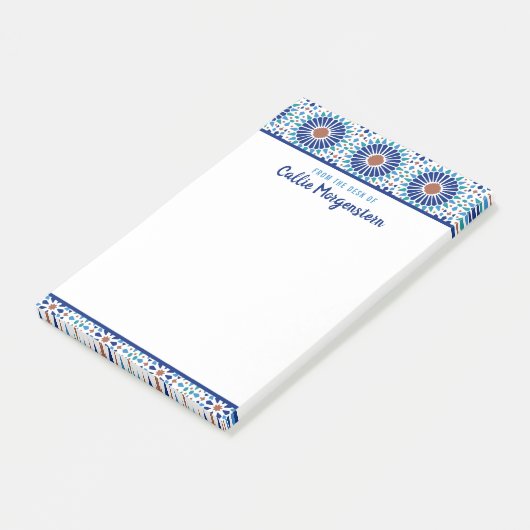 Blauw aangepaste geometrische patroonnavigatie na  post-it® notes (Schuin)