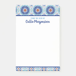 Blauw aangepaste geometrische patroonnavigatie na  post-it® notes