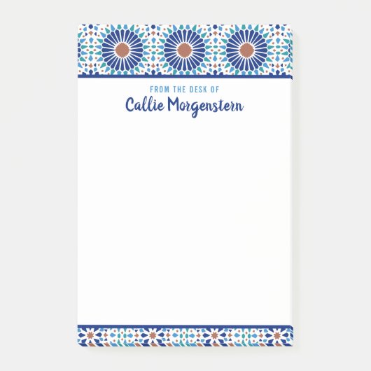 Blauw aangepaste geometrische patroonnavigatie na  post-it® notes (Voorkant)