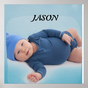 Blauw aangepaste gepersonaliseerde baby jongen fot poster