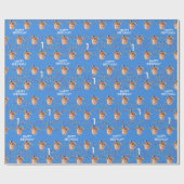 Blauw Aangepaste Gezichtsfoto Kinder 1e Verjaardag Cadeaupapier (Vlak)