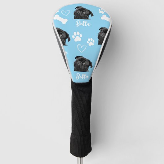Blauw Aangepaste Huisdier Hond Foto gepersonalisee Golfheadcover (Voorkant)