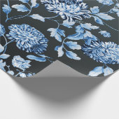 Blauw aangepaste kleur Achtergrond Grote Floral To Cadeaupapier (Hoek)