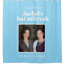 Blauw Aangepaste Knuffel Bat Mitzvah Foto Welkom