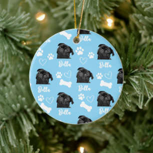Blauw Aangepaste Liefde Pootafdruk Hond Liefhebber Keramisch Ornament