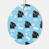 Blauw aangepaste liefde pootafdruk hond liefhebber keramisch ornament (Links)