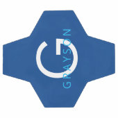 Blauw aangepaste naam en Letter-monogram gedrukt Voetbal (Enkel)