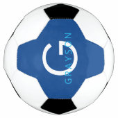 Blauw aangepaste naam en Letter-monogram gedrukt Voetbal (Voorkant)