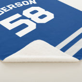 Blauw aangepaste naam & nummer sportfan sherpa deken (3/4)
