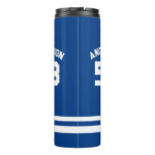 Blauw aangepaste naam & nummer sportfan thermosbeker (Achterkant)