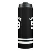 Blauw aangepaste naam & nummer sportfan thermosbeker (Voorkant)