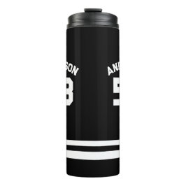 Blauw aangepaste naam & nummer sportfan thermosbeker