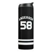 Blauw aangepaste naam & nummer sportfan thermosbeker (Gedraaid links)