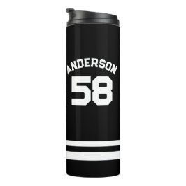 Blauw aangepaste naam & nummer sportfan thermosbeker