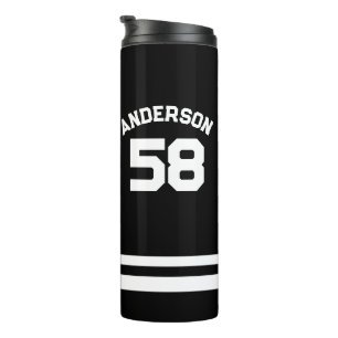 Blauw aangepaste naam & nummer sportfan thermosbeker