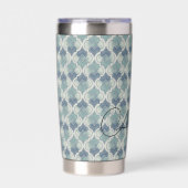 Blauw Aangepaste Naam Waterverf Geometrisch Patroo Geïsoleerde Drinkbeker (Voorkant)