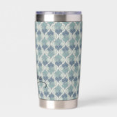 Blauw Aangepaste Naam Waterverf Geometrisch Patroo Geïsoleerde Drinkbeker (Achterkant)