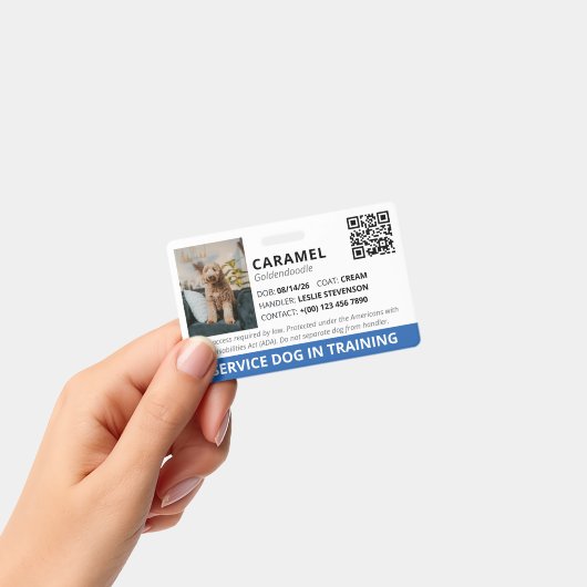 Blauw aangepaste QR-code servicehond in opleiding Badge (Handheld)