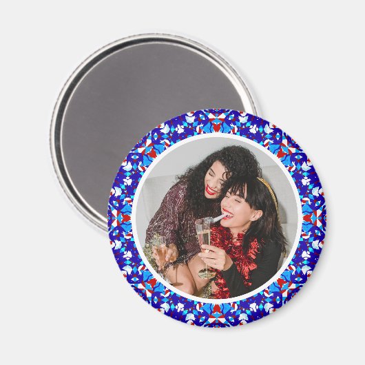 Blauw Aangepaste Vrolijke Kerstmis Foto Keepsake G Magneet (Voorkant / Achterkant)