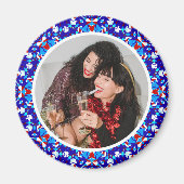 Blauw Aangepaste Vrolijke Kerstmis Foto Keepsake G Magneet (Voorkant)