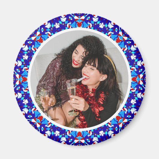 Blauw Aangepaste Vrolijke Kerstmis Foto Keepsake G Magneet (Voorkant)