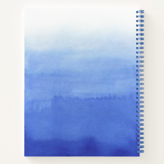 Blauw Aangepaste Waterverf Wash Script Naam Schets Notitieboek (Achterkant)