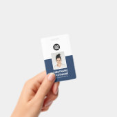 Blauw | Aangepaste werknemer Foto, Logo, naam Badge (Handheld)