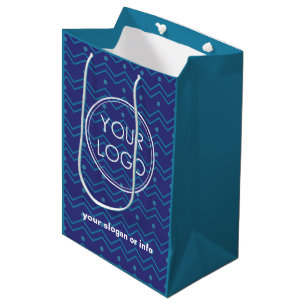 Blauw Aangepaste zakelijke promotie voor Logo Medium Cadeauzakje