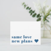 Blauw | Aankondiging van uitstel van huwelijk Briefkaart (Staand voorkant)