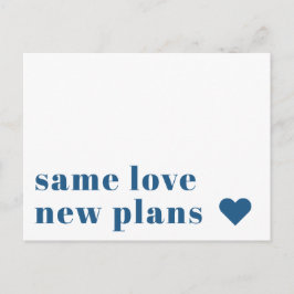 Blauw | Aankondiging van uitstel van huwelijk Briefkaart