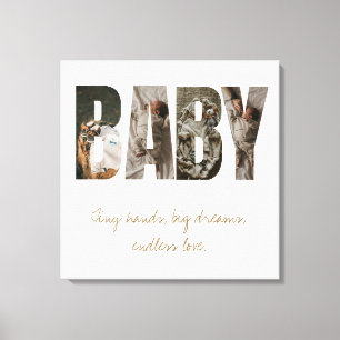 Blauw aanpasbare 'BABY' fototemplates cadeau Canvas Afdruk