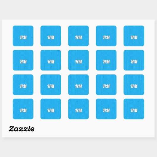 Blauw aanpassen initieel eenvoudig vierkante sticker (Vel)