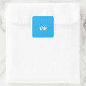 Blauw aanpassen initieel eenvoudig vierkante sticker (Tas)