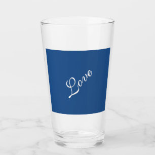 Blauw Aantrekkelijke Kalligrafie Liefde Bruiloft Glas