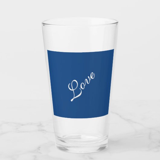 Blauw Aantrekkelijke Kalligrafie Liefde Bruiloft Glas (Voorkant)