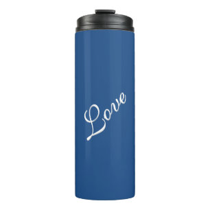 Blauw Aantrekkelijke Kalligrafie Liefde Bruiloft Thermosbeker