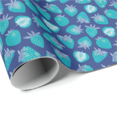 Blauw aardbei patroon cadeaupapier (Rol Hoek)