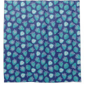 Blauw aardbeienpatroon douchegordijn (Voorkant)