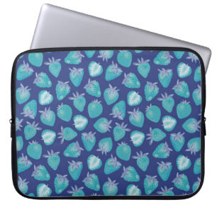 Blauw aardbeienpatroon laptop sleeve