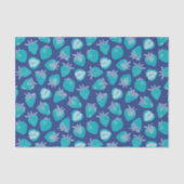 Blauw aardbeienpatroon tissuepapier (Voorkant)