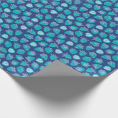 Blauw aardbeipatroon cadeaupapier (Hoek)