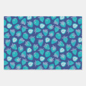 Blauw aardbeipatroon inpakpapier vel (Voorkant 3)