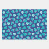 Blauw aardbeipatroon inpakpapier vel (Voorkant)