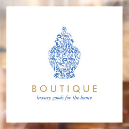 Blauw aardewerk Logo Boutique Ontwerper Raamsticker